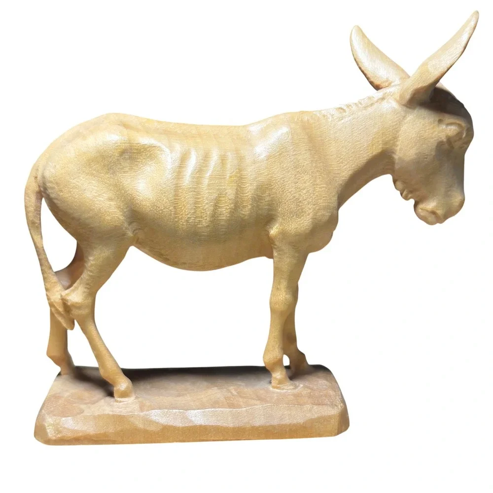 Anri‎ Nativity Donkey Figurine Tan Wood Carved Italy Standing 3.75